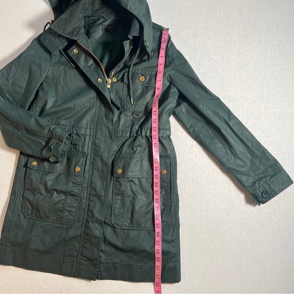 J Crew Downtown Long Utility Waxed Field Jacket w/ Hood in Green Corduroy, Small - Picture 4 of 10